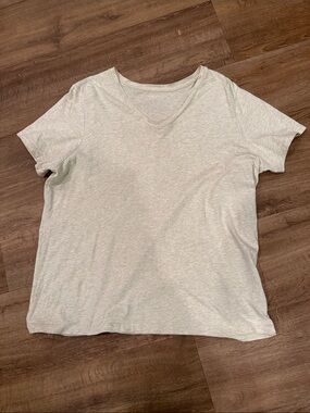 Lands' End Women's  Relaxed  100% Supima Cotton - Light Beige Heather Tee  Large